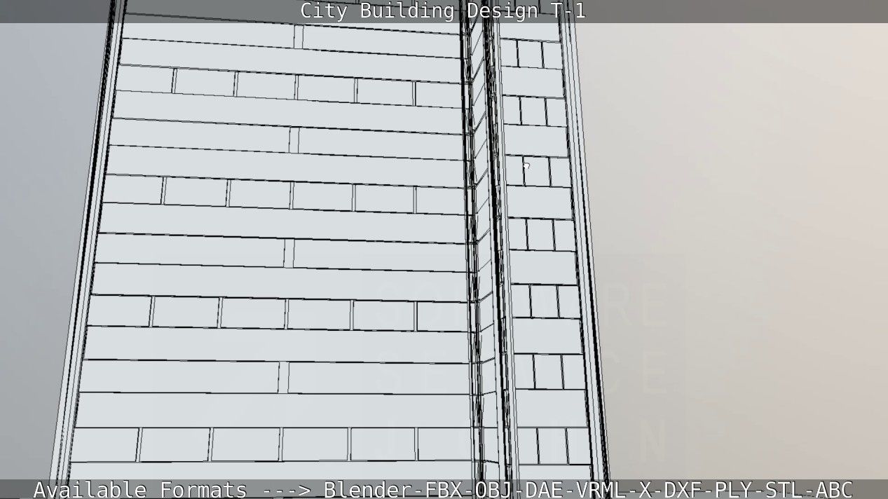 City Building Design T-1 Low-poly 3D model_65