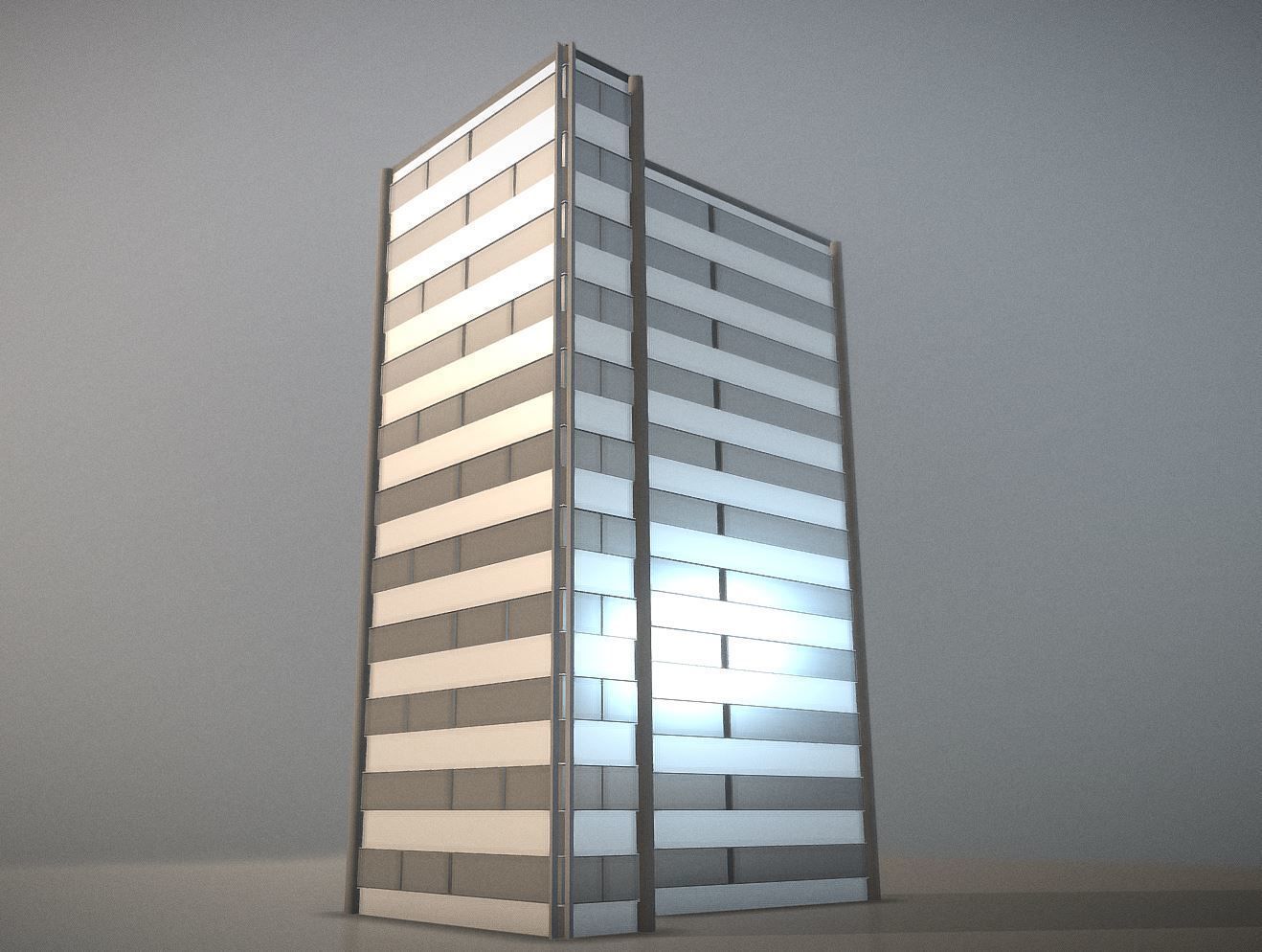 City Building Design T-1 Low-poly 3D model_3