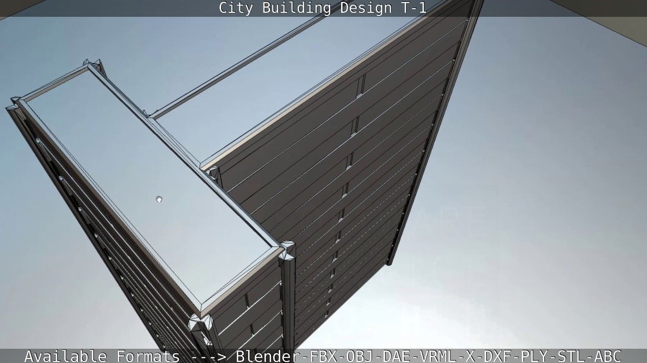 City Building Design T-1 Low-poly 3D model_49