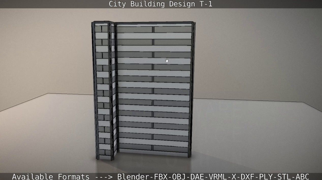 City Building Design T-1 Low-poly 3D model_83