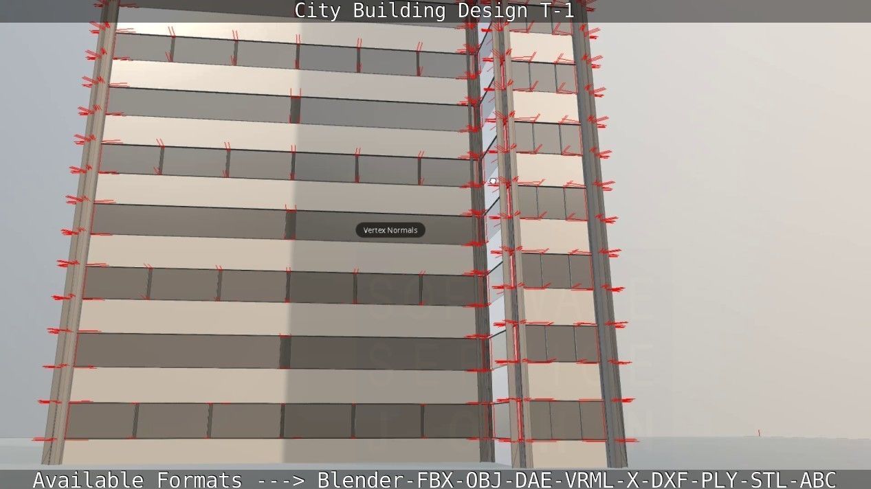 City Building Design T-1 Low-poly 3D model_68