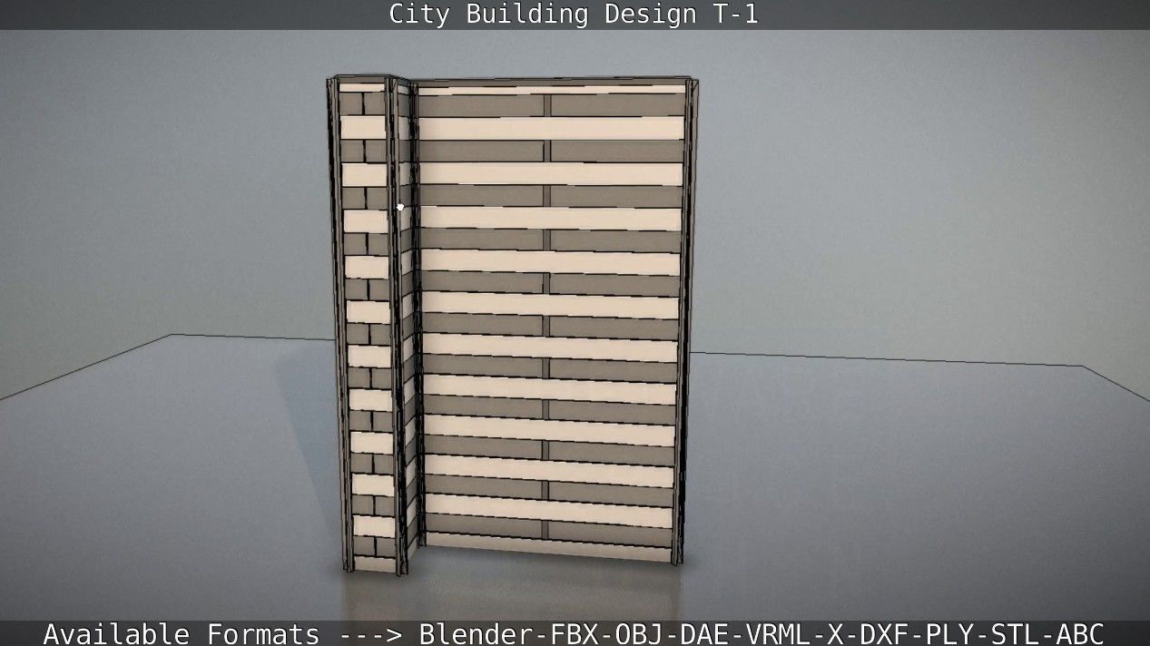 City Building Design T-1 Low-poly 3D model_85