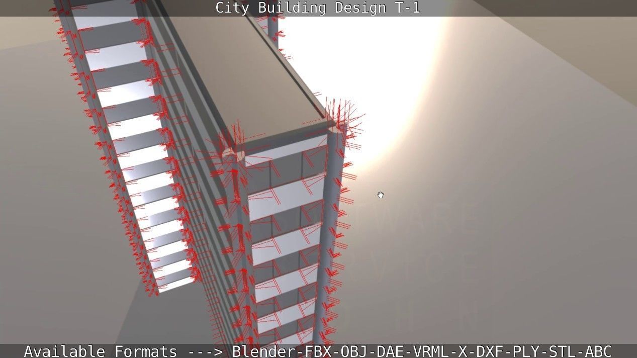 City Building Design T-1 Low-poly 3D model_73