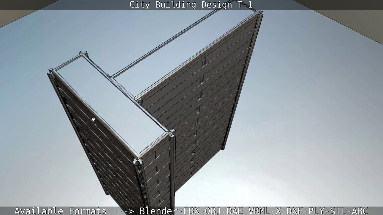 City Building Design T-1 Low-poly 3D model_48