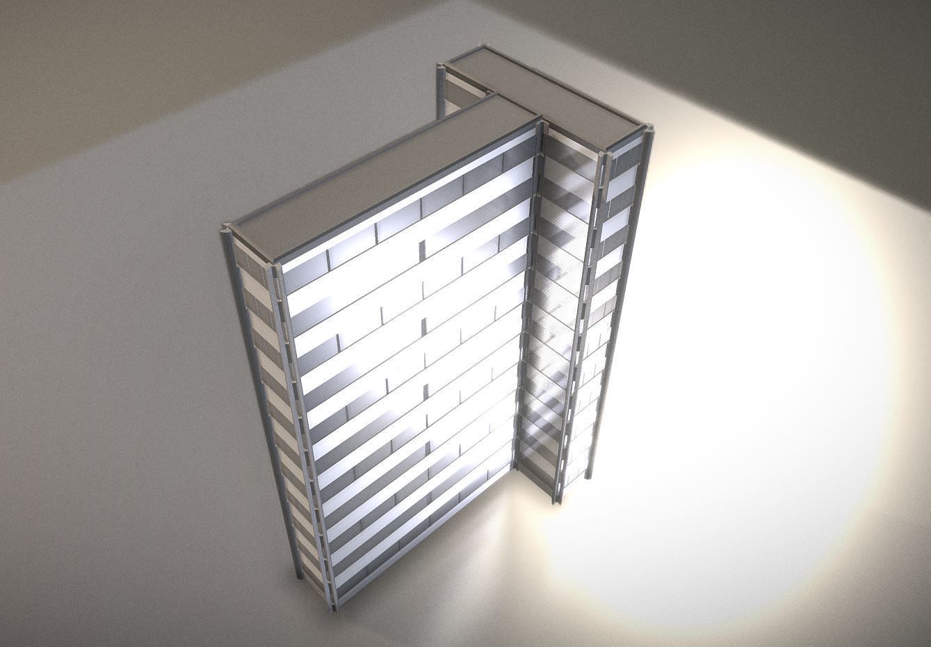 City Building Design T-1 Low-poly 3D model_7