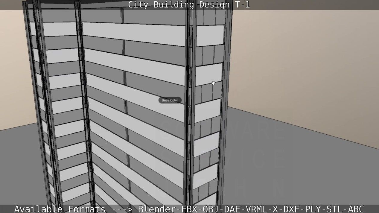 City Building Design T-1 Low-poly 3D model_78