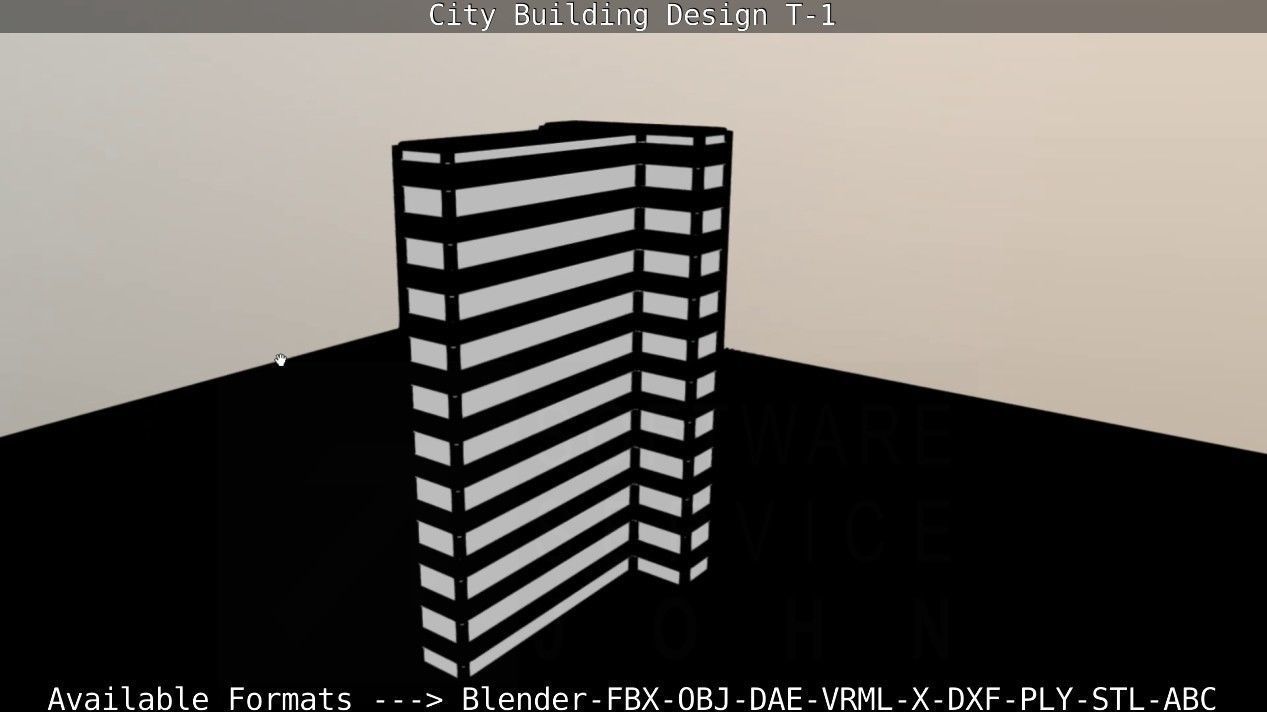 City Building Design T-1 Low-poly 3D model_27