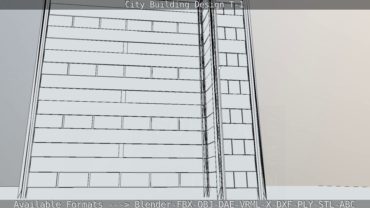 City Building Design T-1 Low-poly 3D model_66