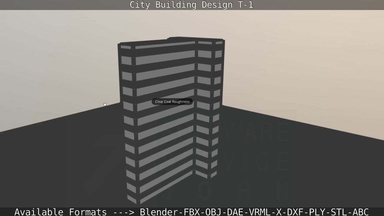 City Building Design T-1 Low-poly 3D model_28