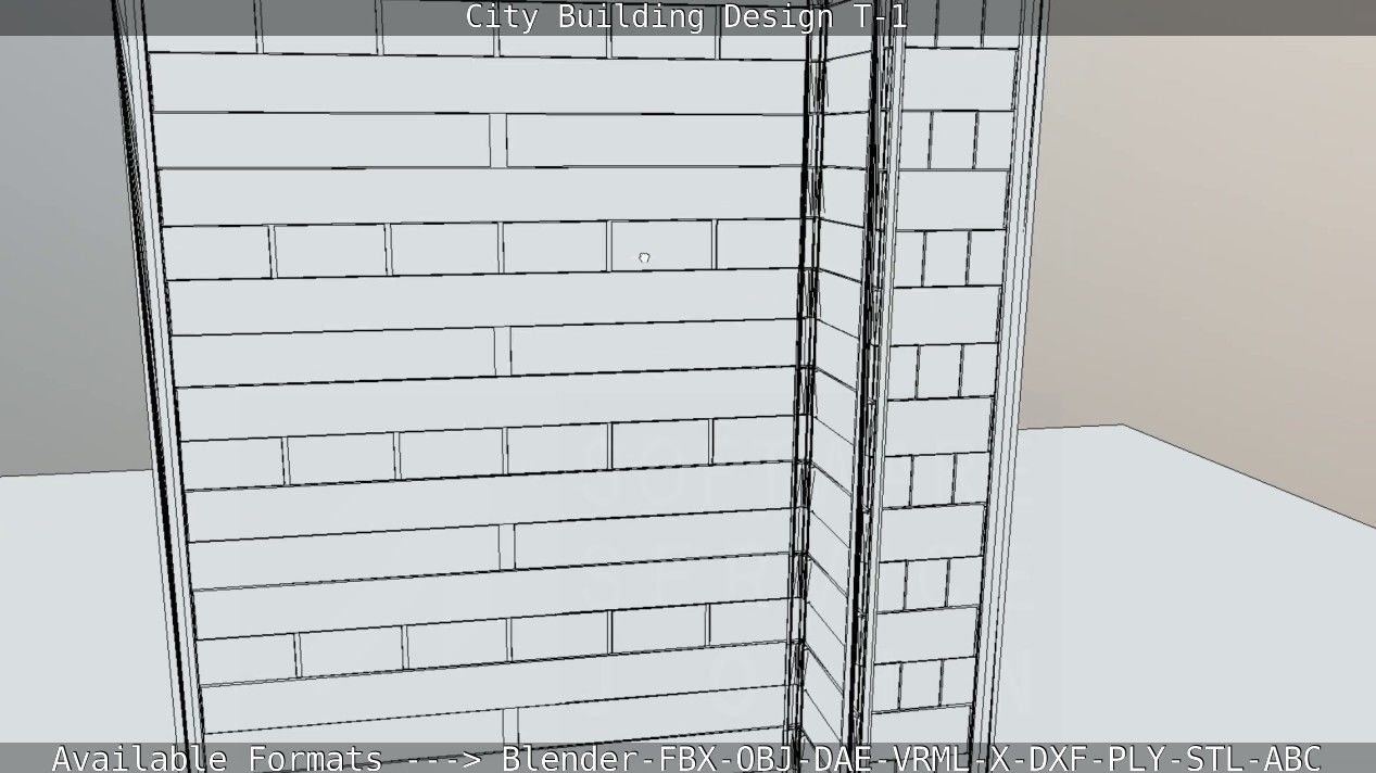 City Building Design T-1 Low-poly 3D model_63