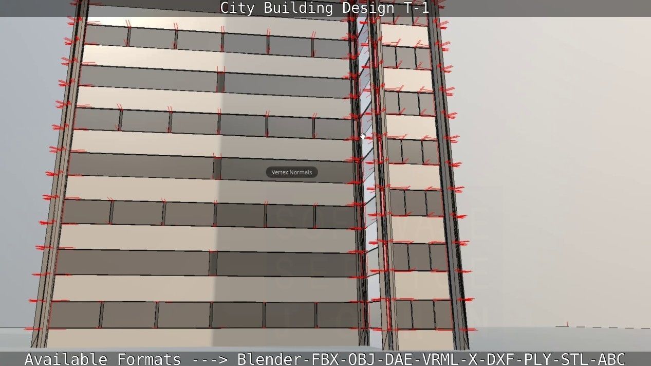 City Building Design T-1 Low-poly 3D model_67