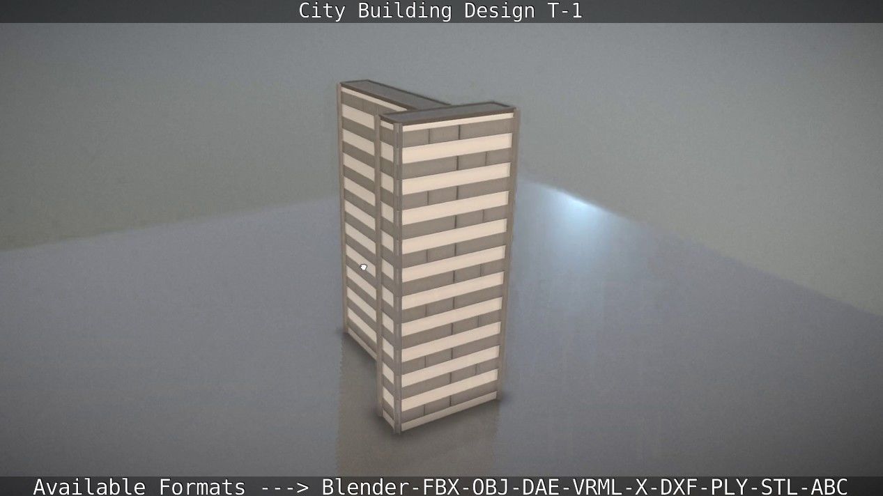 City Building Design T-1 Low-poly 3D model_14