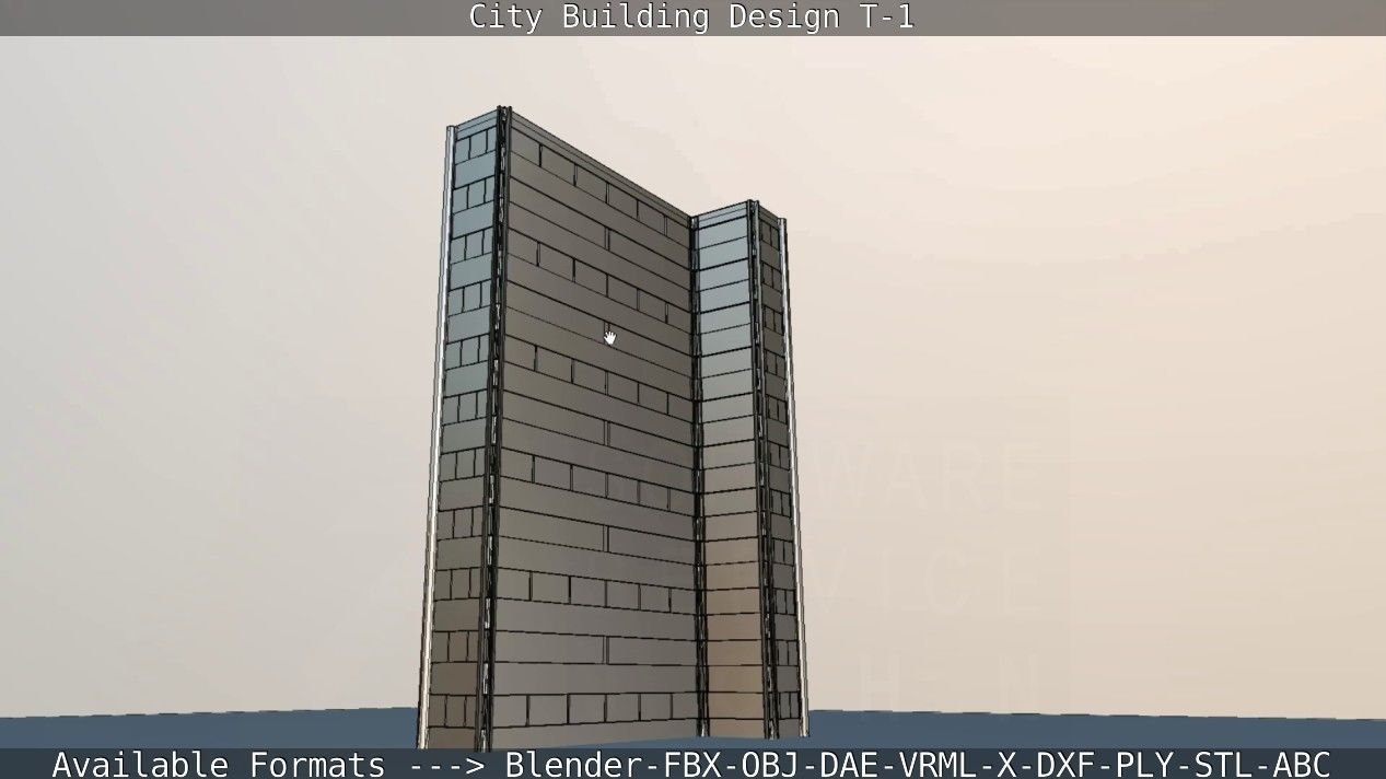 City Building Design T-1 Low-poly 3D model_44