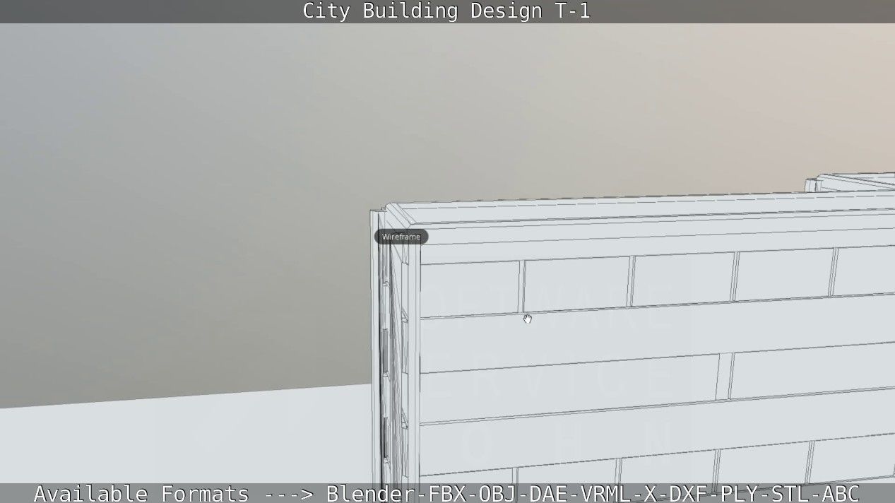 City Building Design T-1 Low-poly 3D model_61