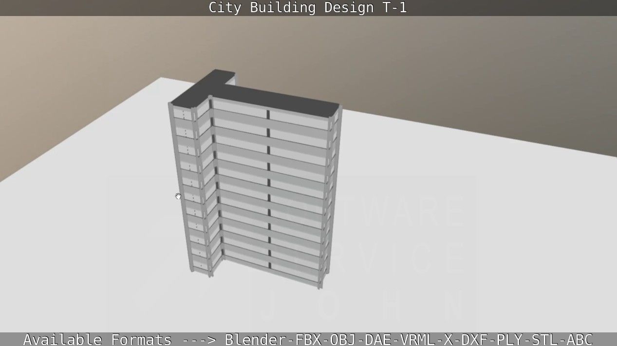 City Building Design T-1 Low-poly 3D model_20