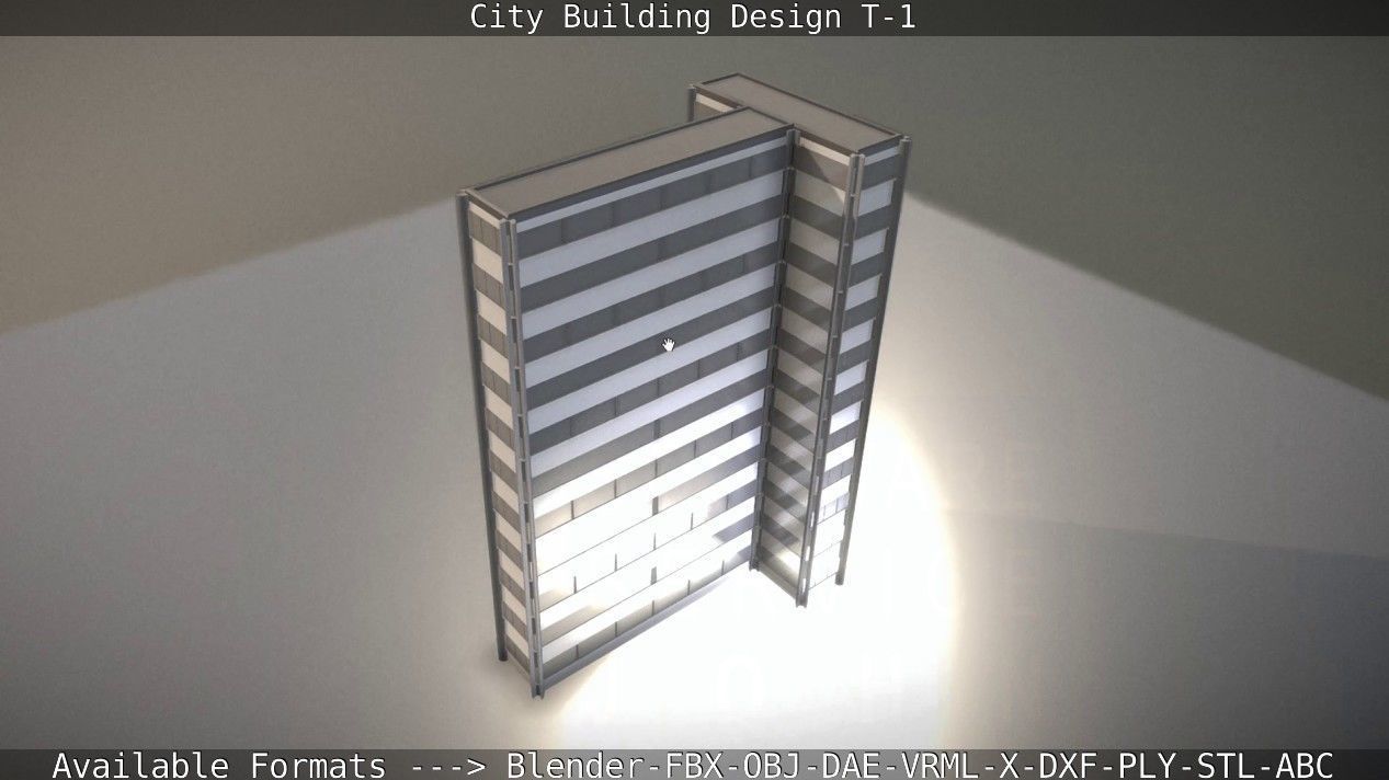 City Building Design T-1 Low-poly 3D model_106