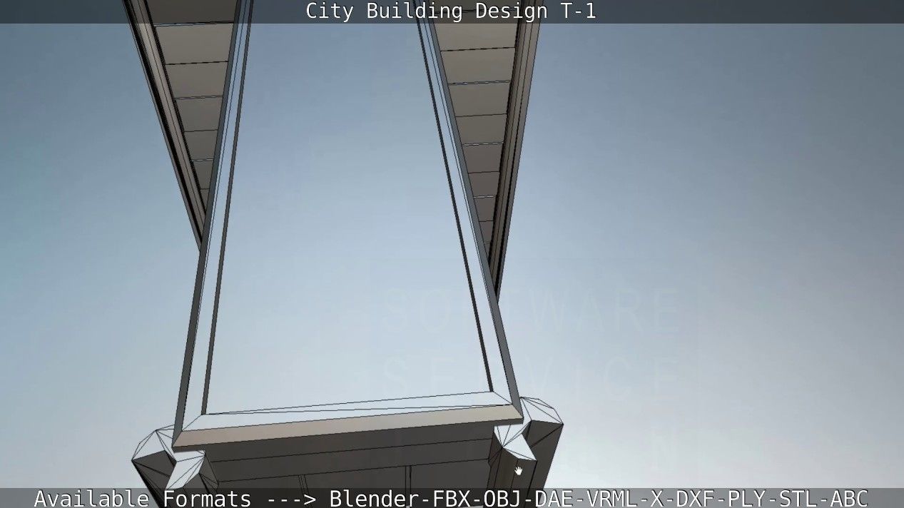 City Building Design T-1 Low-poly 3D model_55