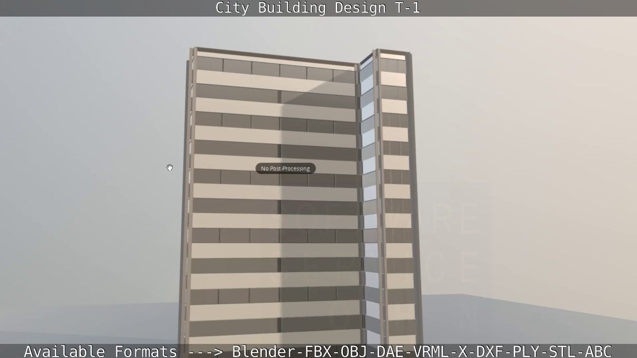 City Building Design T-1 Low-poly 3D model_37