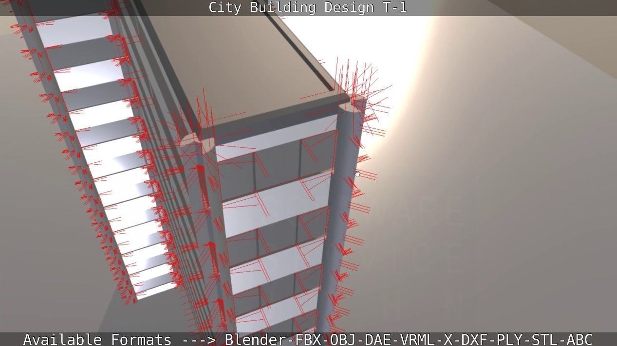 City Building Design T-1 Low-poly 3D model_74