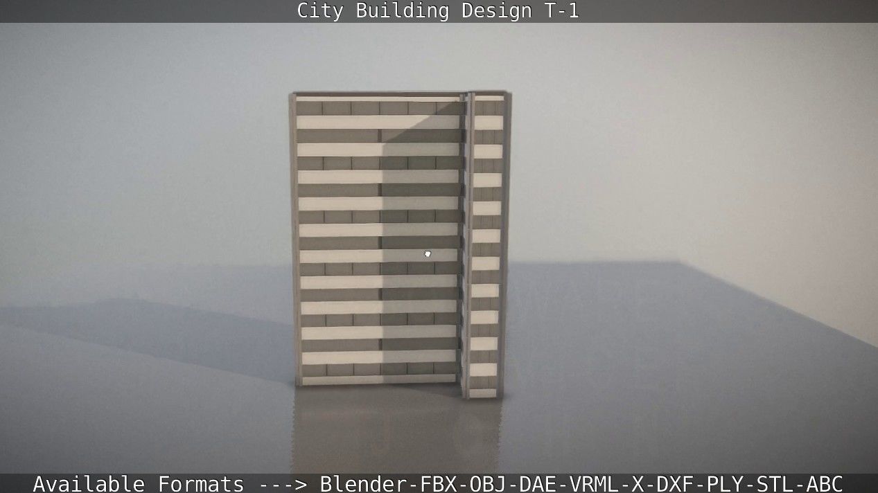 City Building Design T-1 Low-poly 3D model_13