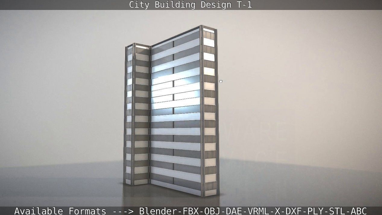 City Building Design T-1 Low-poly 3D model_116