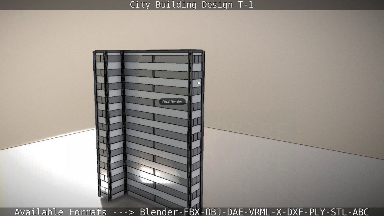 City Building Design T-1 Low-poly 3D model_81