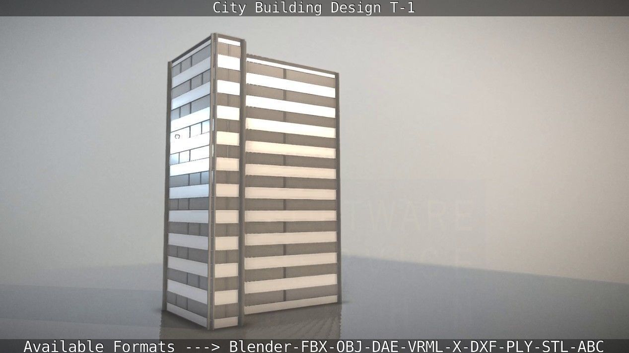 City Building Design T-1 Low-poly 3D model_112