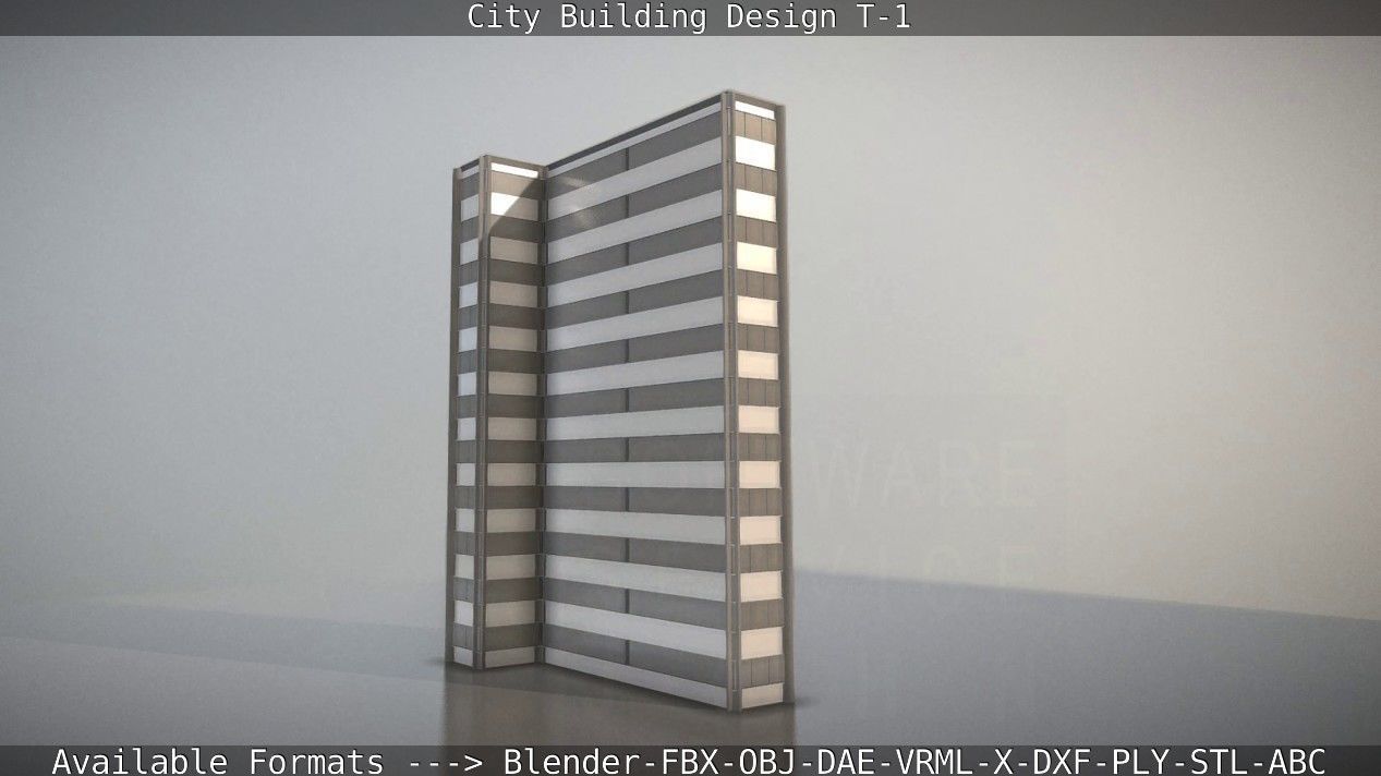 City Building Design T-1 Low-poly 3D model_118
