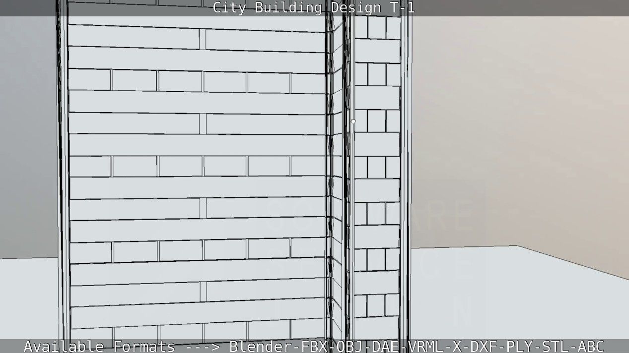 City Building Design T-1 Low-poly 3D model_64