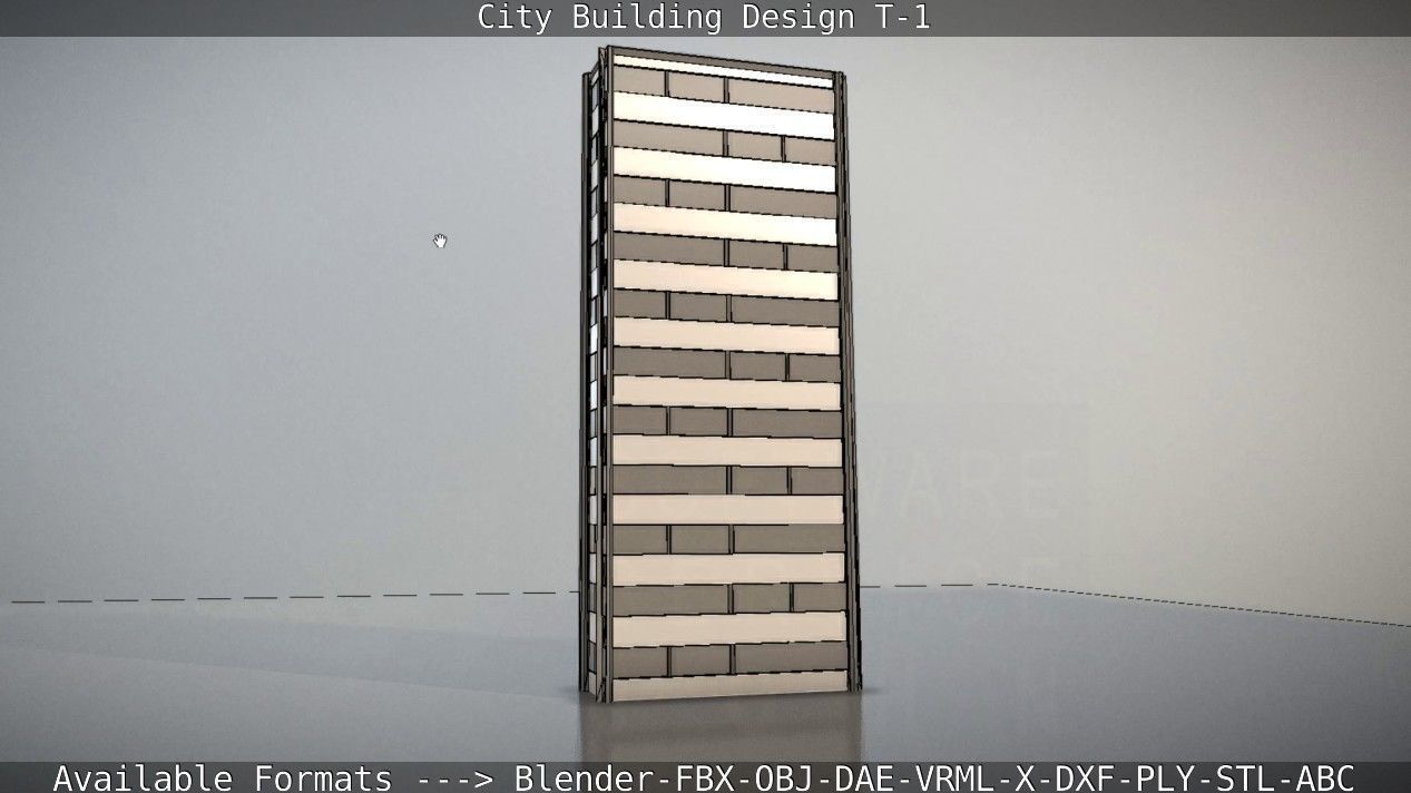 City Building Design T-1 Low-poly 3D model_90