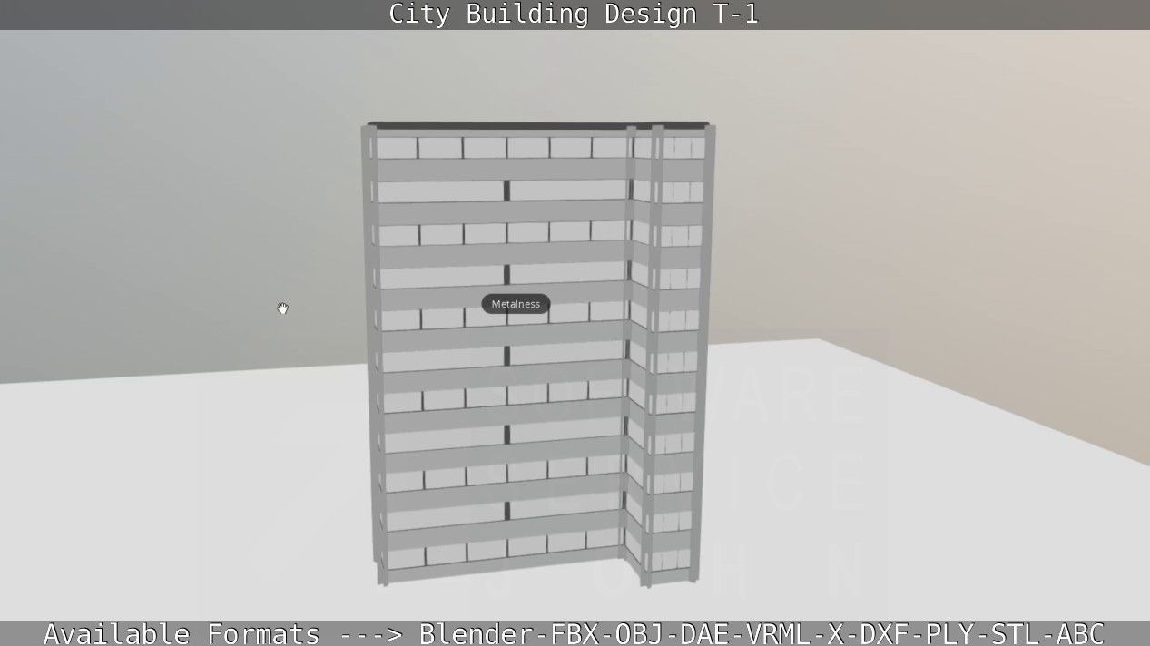 City Building Design T-1 Low-poly 3D model_30