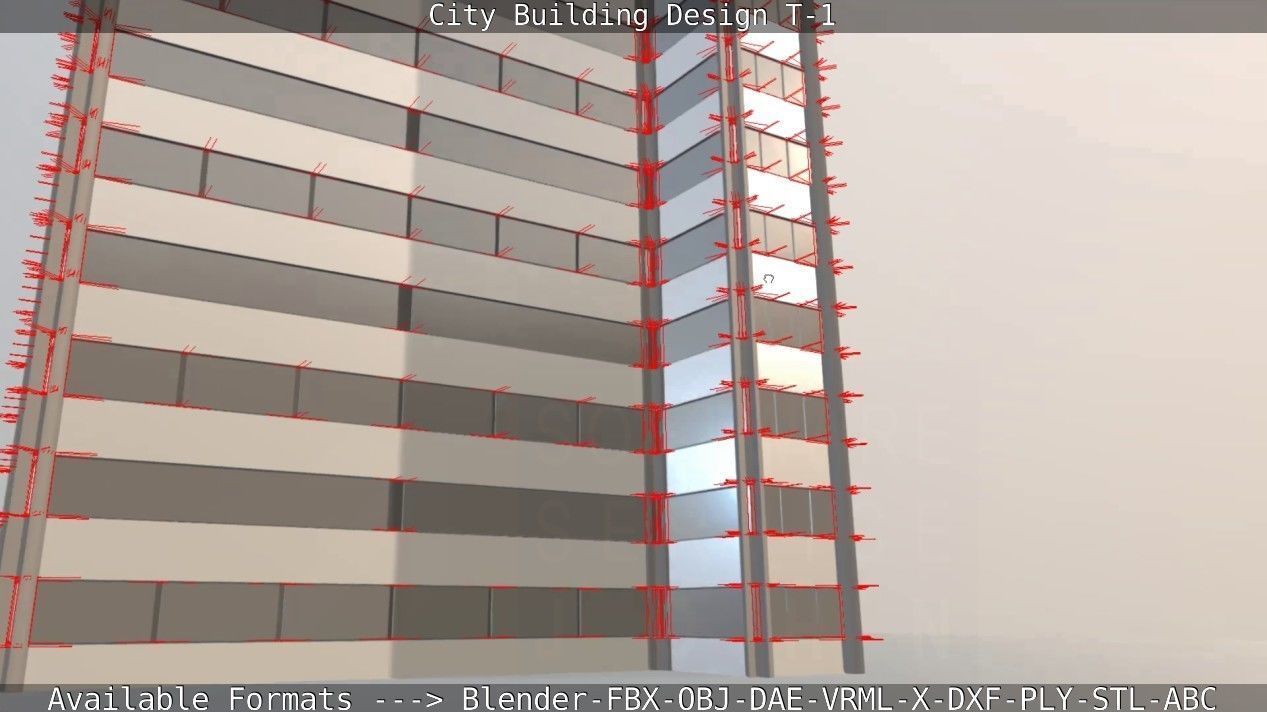 City Building Design T-1 Low-poly 3D model_69