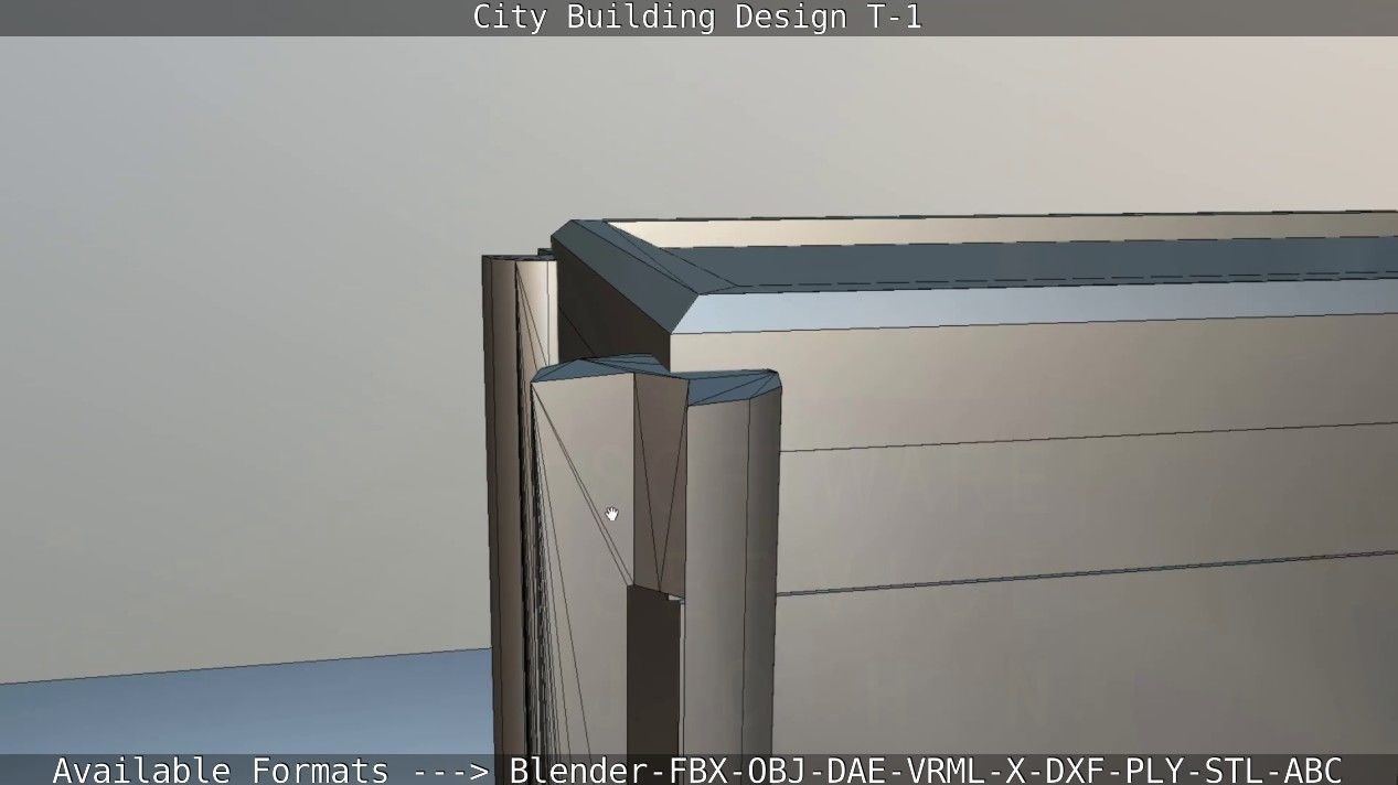 City Building Design T-1 Low-poly 3D model_59