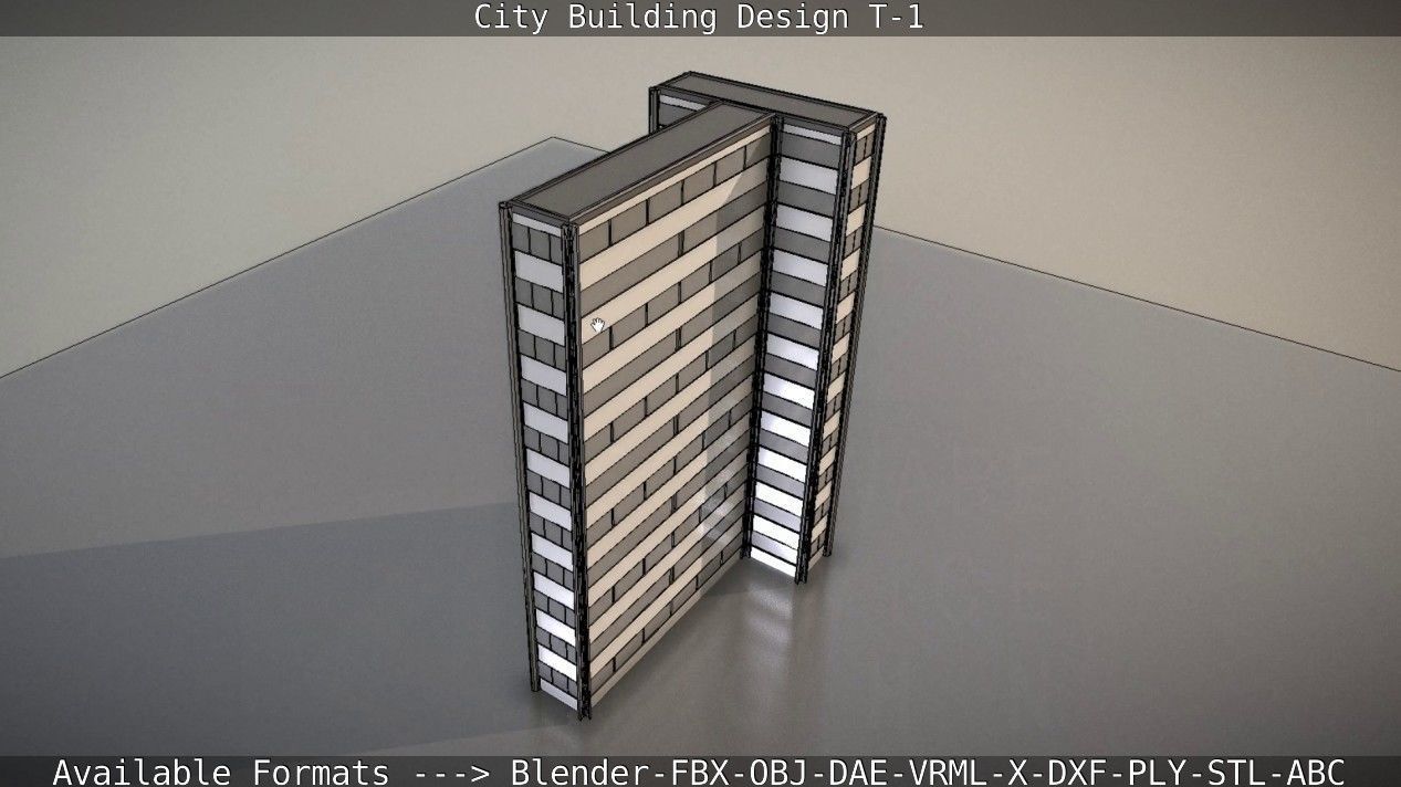 City Building Design T-1 Low-poly 3D model_100
