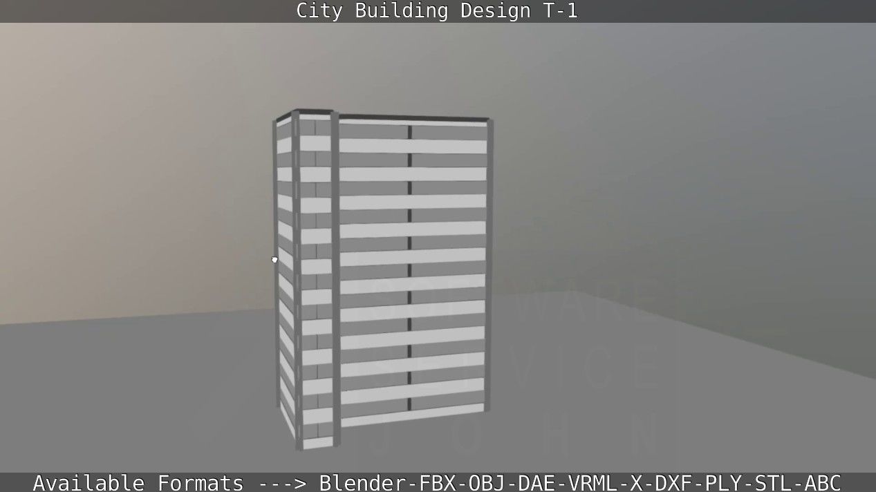 City Building Design T-1 Low-poly 3D model_19