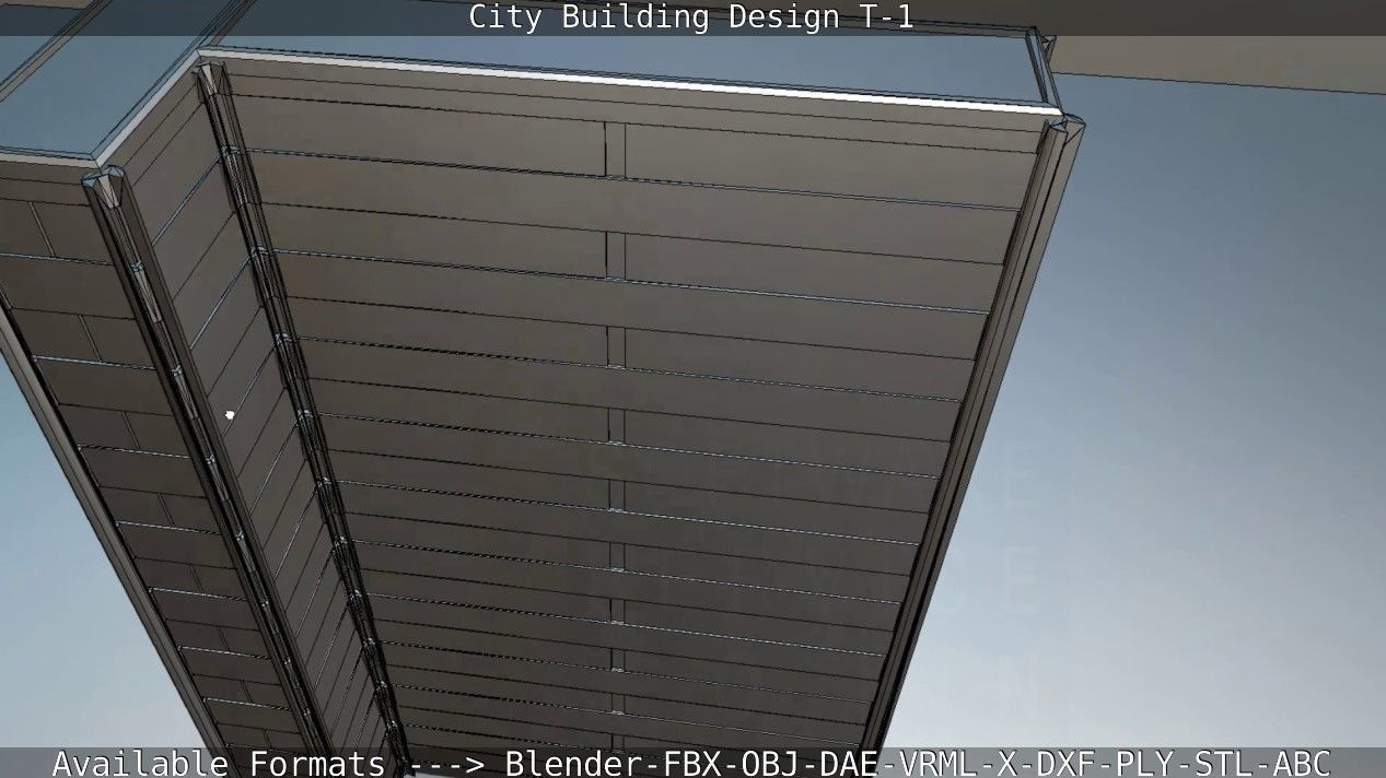 City Building Design T-1 Low-poly 3D model_50