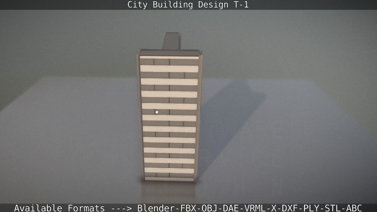 City Building Design T-1 Low-poly 3D model_15