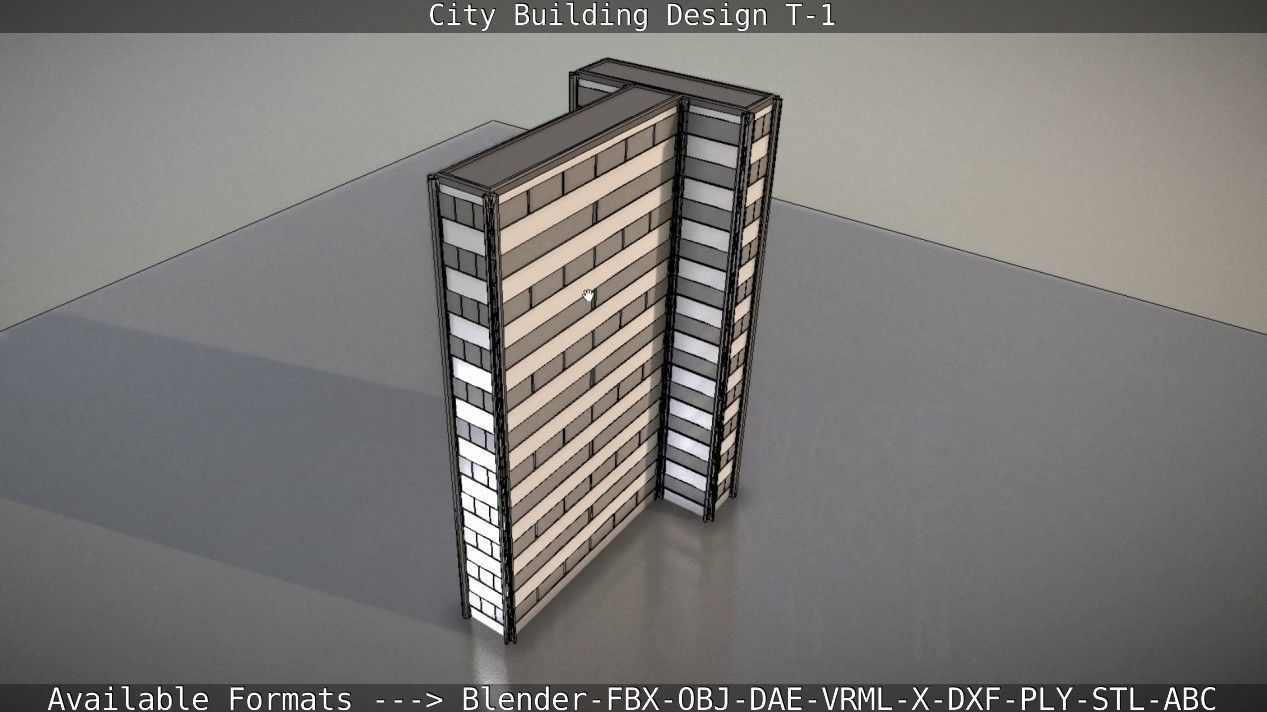 City Building Design T-1 Low-poly 3D model_97