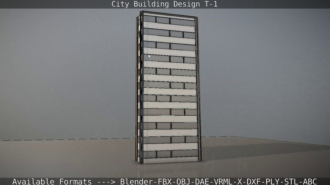 City Building Design T-1 Low-poly 3D model_89