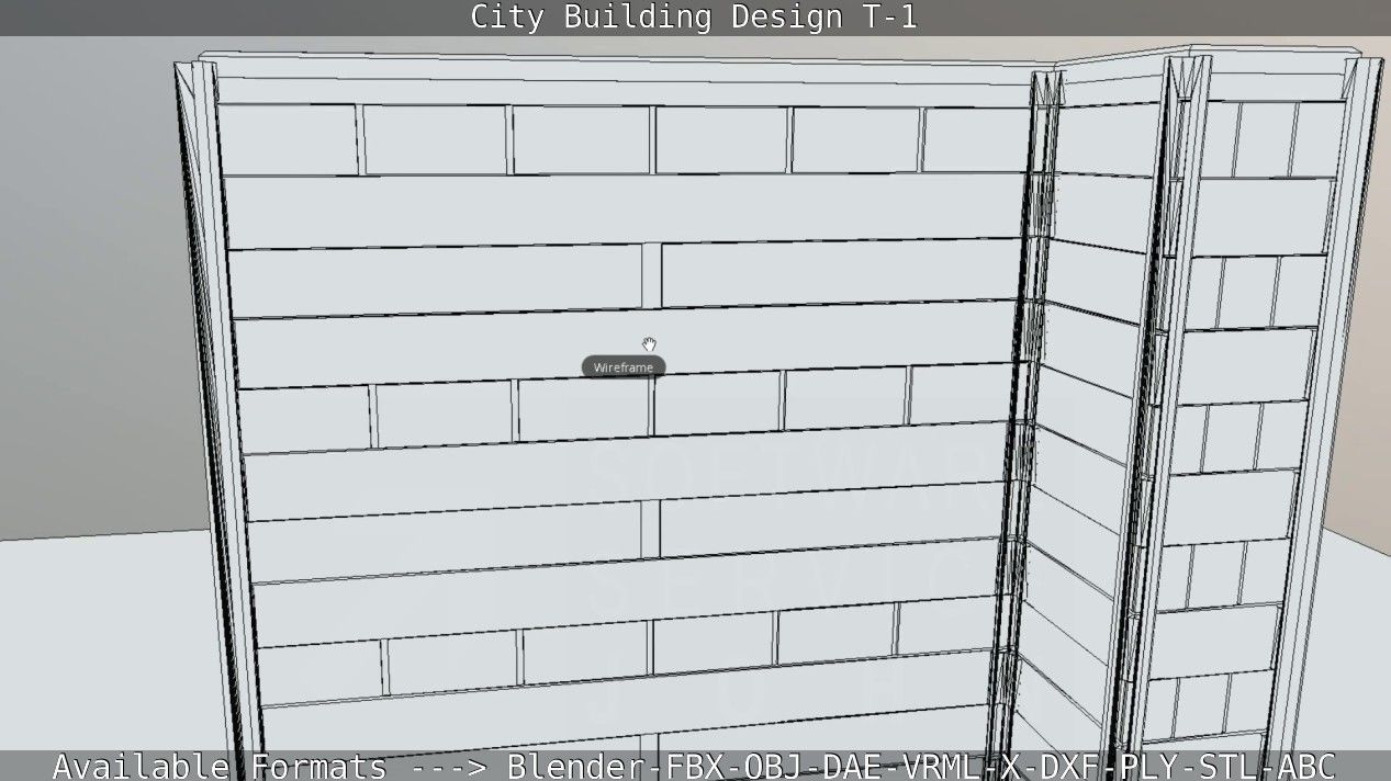 City Building Design T-1 Low-poly 3D model_62