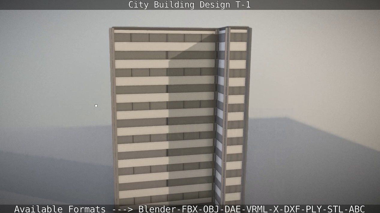 City Building Design T-1 Low-poly 3D model_34