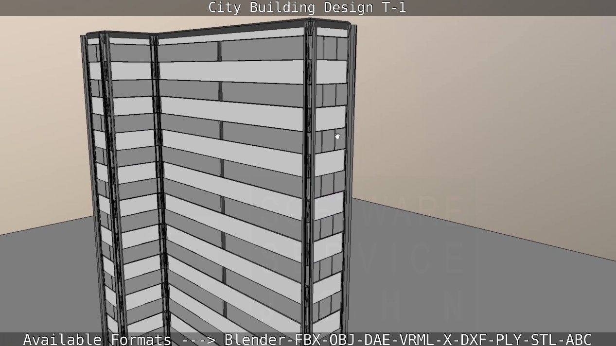 City Building Design T-1 Low-poly 3D model_79