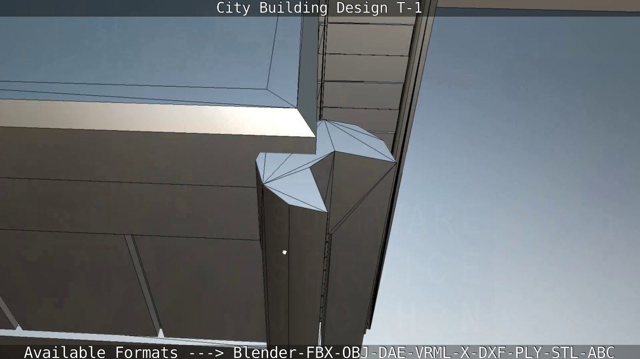 City Building Design T-1 Low-poly 3D model_57