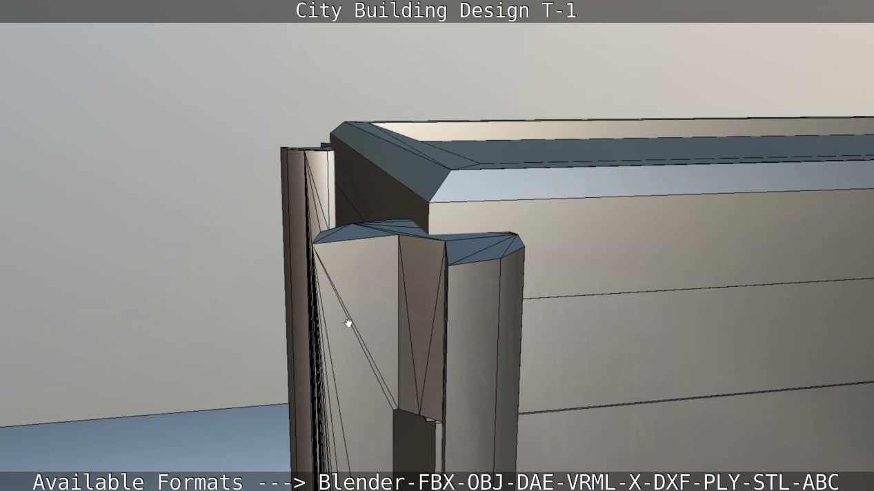 City Building Design T-1 Low-poly 3D model_58