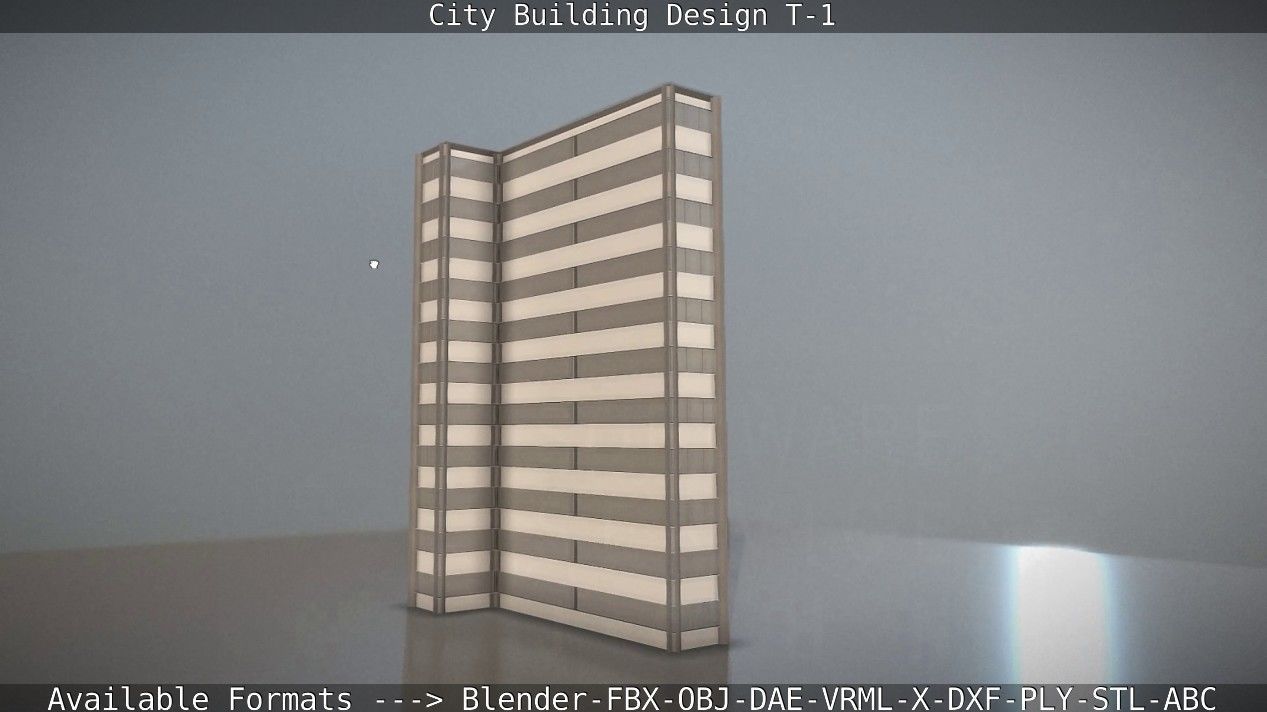 City Building Design T-1 Low-poly 3D model_114
