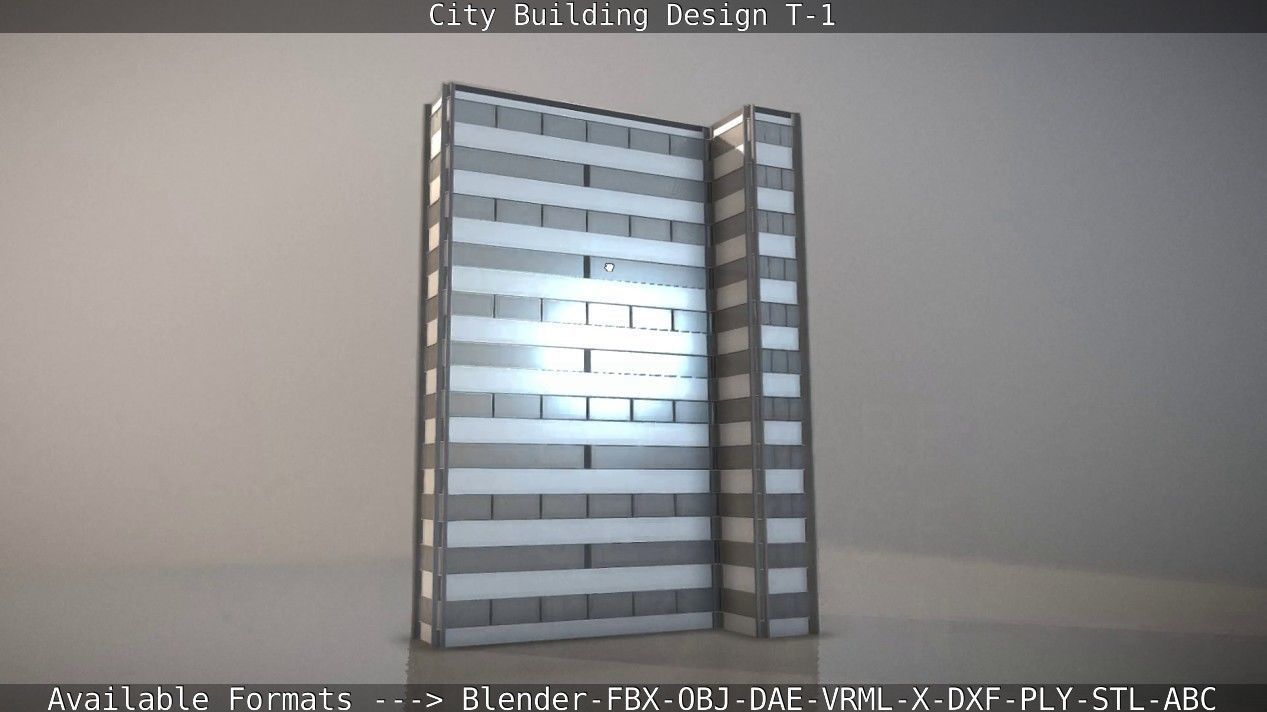 City Building Design T-1 Low-poly 3D model_110