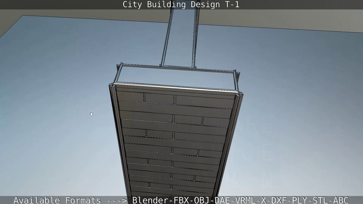 City Building Design T-1 Low-poly 3D model_47