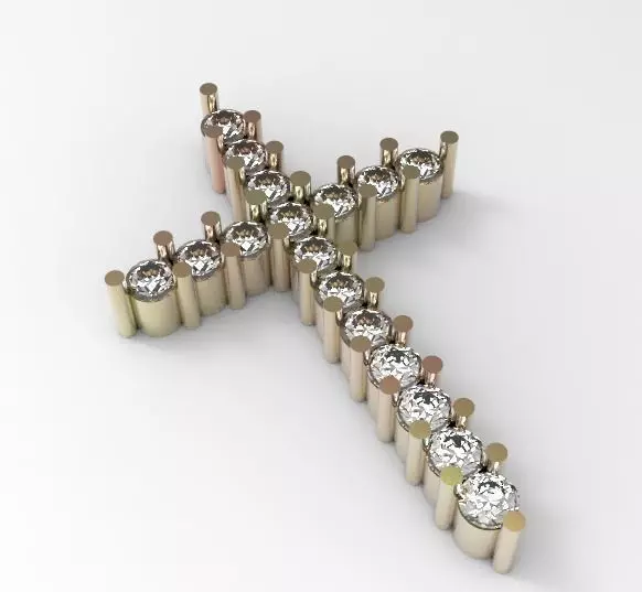 Cross made of diamonds 3D print model_0