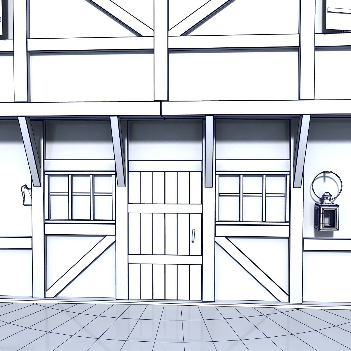 Medieval house Low-poly 3D model_4