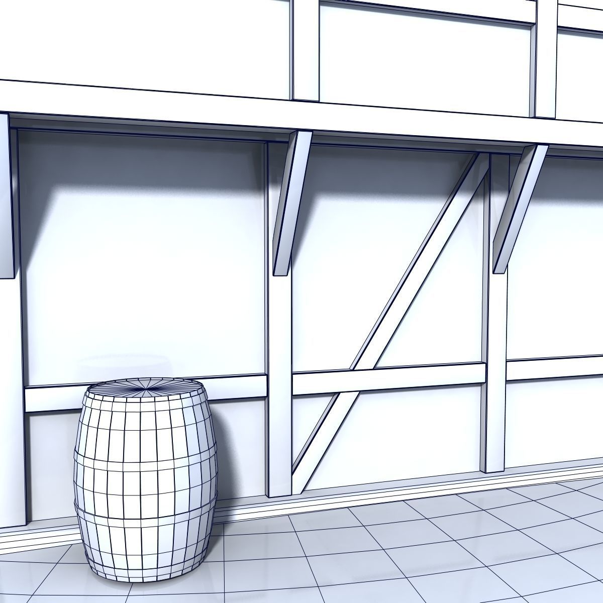 Medieval house Low-poly 3D model_6